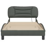 vidaXL Cadre de lit avec lumières LED gris foncé 100x200 cm tissu