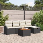 vidaXL Ensemble de canapé de jardin 6 pièces avec coussins en poly rattan noir