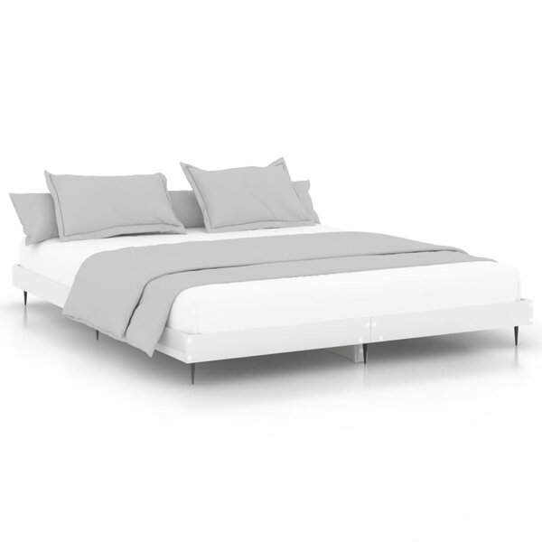 vidaXL Cadre de lit blanc brillant 140x200 cm bois d'ingénierie