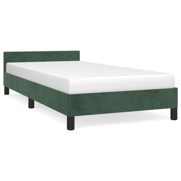 vidaXL Cadre de lit avec tête de lit Vert foncé 90x190 cm Velours