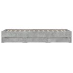 vidaXL Cadre de lit et tiroirs gris béton 75x190 cm bois d'ingénierie