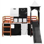 vidaXL Lit mezzanine enfants avec tour blanc/noir 90x190 cm pin massif