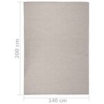 vidaXL Tapis à tissage plat d'extérieur 140x200 cm Taupe