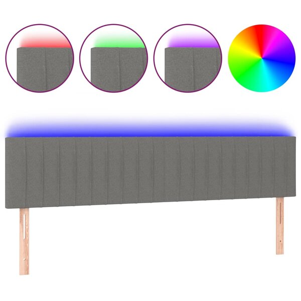 vidaXL Tête de lit à LED Gris foncé 160x5x78/88 cm Tissu