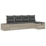 vidaXL Ensemble de canapé de jardin 5 pièces avec coussins Gris Clair Rattan