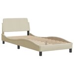 vidaXL Cadre de lit avec tête de lit Crème 90x200 cm Tissu