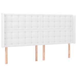vidaXL Tête de lit avec oreilles Blanc 203x16x118/128 cm Similicuir