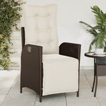 vidaXL Chaise inclinable de jardin repose-pied marron résine tressée