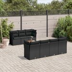 vidaXL Salon de jardin 8 Pièces avec coussins noir résine tressée