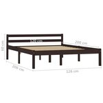 vidaXL Cadre de lit Marron foncé Bois de pin massif 120x200 cm