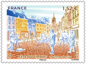 Timbre - Fête du timbre - Arts de la rue - Peintres de rue - Lettre Verte