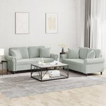 vidaXL Ensemble de canapés 2 Pièces avec coussins gris clair velours