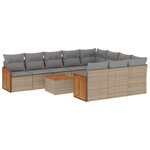 vidaXL Salon de jardin 11 Pièces avec coussins beige résine tressée