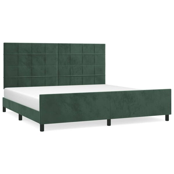 vidaXL Cadre de lit avec tête de lit Vert foncé 200x200 cm Velours