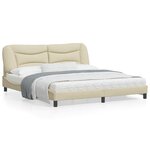 vidaXL Cadre de lit avec lumières LED crème 180x200 cm tissu