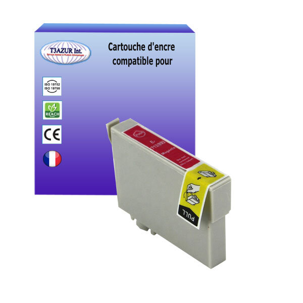 Cartouche Compatible pour Epson Stylus DX5050 DX6000 DX6050 DX7000F DX7400 DX7450 DX8400 DX8450 DX9400F  remplace Epson T0713  Magenta - T3AZUR