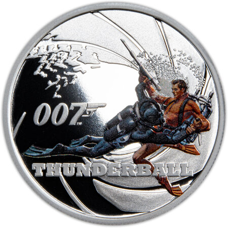 Pièce de monnaie en argent 50 cents g 15.57 (1/2 oz) millésime 2021 james bond 007 thunderball