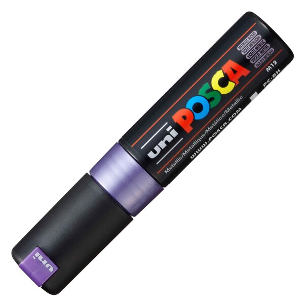 Marqueur pointe large biseautée pc8k 8mm violet métal x 6 POSCA