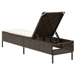 vidaXL Chaise longue avec coussin marron résine tressée