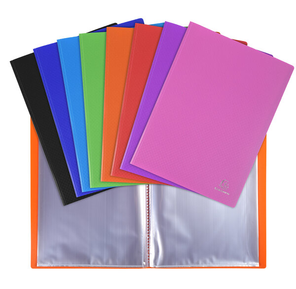 Protège-documents En Polypropylène 5/10e Opak Pochettes Cristal 200 Vues - A4 - Couleurs Assorties - X 8 - Exacompta