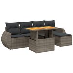 vidaXL Salon de jardin 6 Pièces avec coussins gris résine tressée
