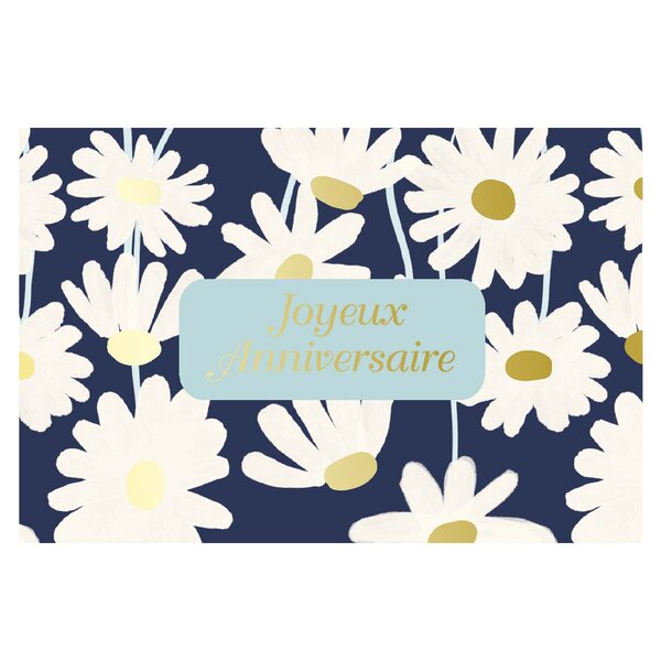 Carte Joyeux Anniversaire Motifs Fleurs - Bleu - Draeger paris