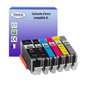 6 Cartouches compatibles avec Canon Pixma IP 8750, IX6850, MG6350, MG7100, MG7150, MG7550 remplace Canon PGI-550, CLI-551 XL - T3AZUR