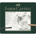 Set de fusains pitt charcoal  boîte métal de 24 x 2 faber-castell