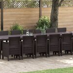 Ensemble de salle à manger de jardin de 17 pièces avec coussins marron poly rattan