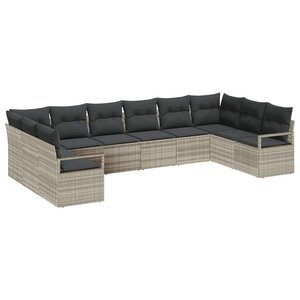 vidaXL Ensemble de Canapés avec coussin 10 Pièces Gris clair polyrotin