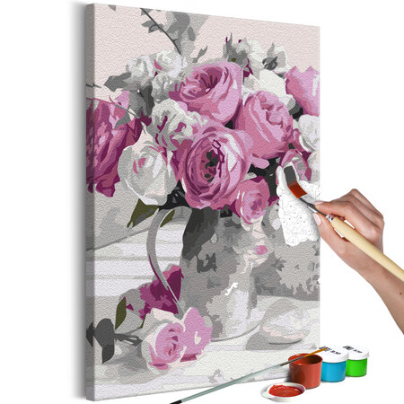 Tableau à peindre par soi-même - pink bouquet l x h en cm 40x60