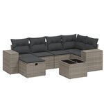 vidaXL Salon de jardin avec coussins 7 Pièces gris résine tressée