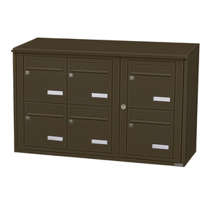 Bloc collectif leabox.com 3x2 grade 3 simple face Extérieur fixation murale Brun Sepia RAL 8014 finition brillante