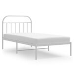 vidaXL Cadre de lit métal avec tête de lit blanc 107x203 cm