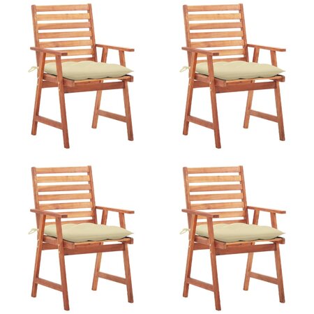 vidaXL Chaises à dîner d'extérieur 4 Pièces avec coussins Acacia massif