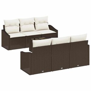 vidaXL Ensemble de Canapés 7 Pièces Marron et Crème polyrotin
