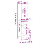 vidaXL Buffet haut Blanc brillant 34 5x34x180 cm Bois d'ingénierie