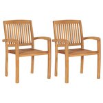 vidaXL Chaises de jardin lot de 2 et coussins noir Bois de teck massif