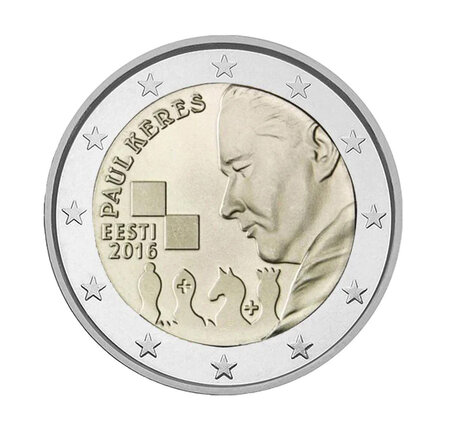 Monnaie 2 euros commémorative estonie 2016 - paul keres