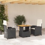 vidaXL Ensemble à manger de jardin avec coussins 3 Pièces Noir
