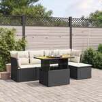 vidaXL Salon de jardin 6 Pièces avec coussins noir résine tressée