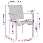 vidaXL Ensemble à manger jardin 3Pièces avec coussins noir et gris