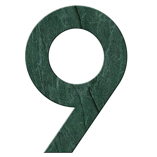 Numéro 9 - Numéro adhésif pour boîtes aux lettres- Pierre véritable 50 mm Malachite