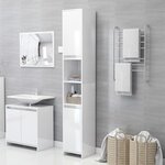 vidaXL Ensemble de meubles de bain 3Pièces Blanc brillant Bois ingénierie