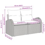 vidaXL Canapé de jardin 2 places avec rangement et coussins gris clair en rattan poly