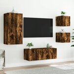 vidaXL Unités murales TV avec LED 5 Pièces chêne fumé bois d'ingénierie