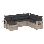 vidaXL Salon de jardin avec coussins 7 Pièces gris clair résine tressée