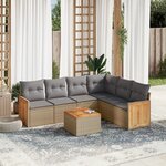 vidaXL Salon de jardin avec coussins 7 Pièces beige résine tressée