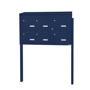 Bloc collectif leabox.com 3x2 grade 3 simple face Extérieur fixation sur pieds à sceller Bleu Saphir RAL 5003 finition brillante