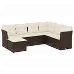 vidaXL Salon de jardin avec coussins 7 Pièces marron résine tressée